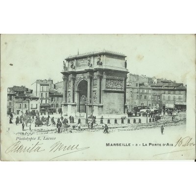 CPA: MARSEILLE,LE PAVEMENT DE LA PORTE D'AIX, vers 1900