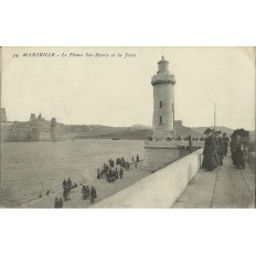 CPA: MARSEILLE, LE PHARE DE SAINTE-MARIE ET LA JETEE, années 1900