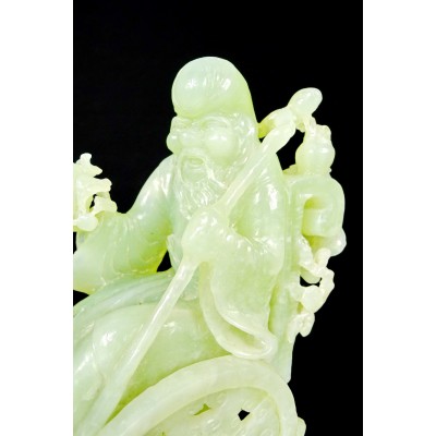 CHINE /ANCIENNE SCULPTURE EN JADE, SHOU LAO. CHINA, CARVED JADE SCULPTURE.