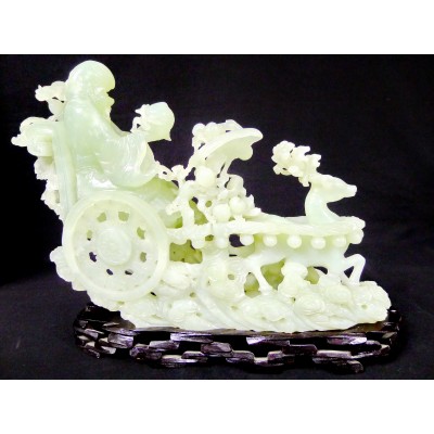 CHINE /ANCIENNE SCULPTURE EN JADE, SHOU LAO. CHINA, CARVED JADE SCULPTURE.