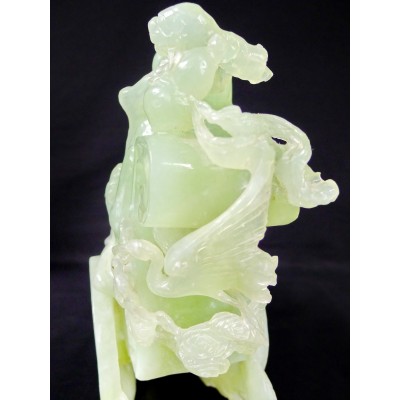 CHINE /ANCIENNE SCULPTURE EN JADE, SHOU LAO. CHINA, CARVED JADE SCULPTURE.