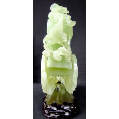 CHINE /ANCIENNE SCULPTURE EN JADE, SHOU LAO. CHINA, CARVED JADE SCULPTURE.