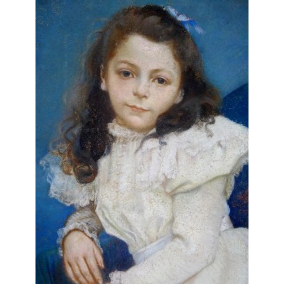 JEUNE FEMME EN ROBE BLANCHE, PASTEL GRAND FORMAT, Signé DUFOUR 1898.