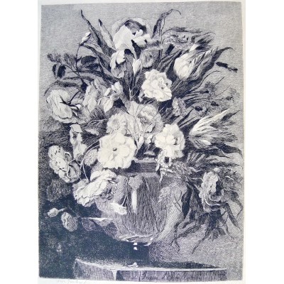 Léon GAUCHEREL (1816-1886), LE BOUQUET DE FLEURS, EAU-FORTE.