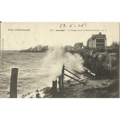 CPA: PARAME.La Digue après la Marée d'Octobre, vers 1900