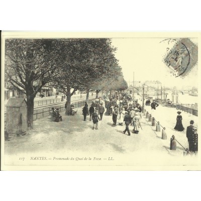 AGRANDISSEMENT CPA 1900: NANTES, PROMENADE DU QUAI DE LA FOSSE