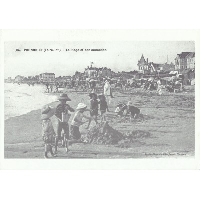 AGRANDISSEMENT CPA 1900: PORNICHET, LA PLAGE ET SON ANIMATION