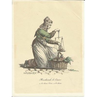 Carle VERNET (1758-1836) LA MARCHANDE DE CERISES, LITHOGRAPHIE.