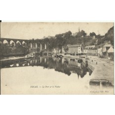 CPA: DINAN, Le Port et le Viaduc, Animée, vers 1900