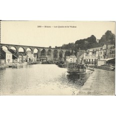 CPA: DINAN, les Quais & le Viaduc, années 1910