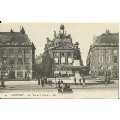 CPA: BORDEAUX, La Place de la Bourse, vers 1900