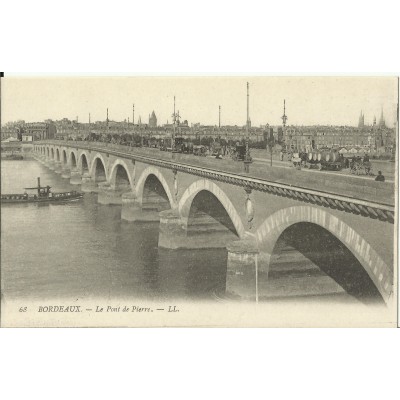 CPA: BORDEAUX, Le Pont de Pierre, Animé, vers 1900