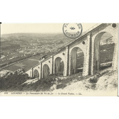 CPA: LOURDES, le Funiculaire du Pic du Jer, Grand Viaduc, vers 1900