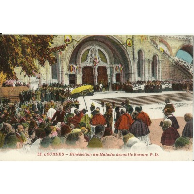 CPA: LOURDES, Bénédiction des Malades devant le Rosaire, vers 1910