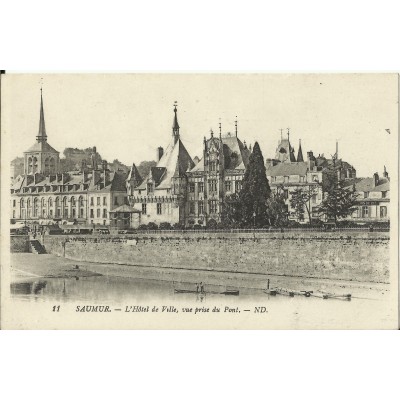 CPA: SAUMUR, l'Hotel de Ville, vue prise du Pont, vers 1900