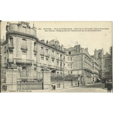 CPA: NANTES, Rue de Chateaudun, Hotel de la Direction départ.des Postes, vers 1910