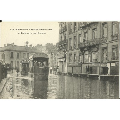 CPA: NANTES, LES INONDATIONS (1904), TRAMWAYS QUAI BRANCAS.