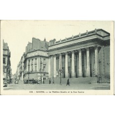 CPA: NANTES, Le Théatre Graslin et la rue Racine, années 1920