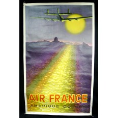 V.VASARELY, AFFICHE AIR FRANCE ORIGINALE 1949, AMERIQUE DU SUD.