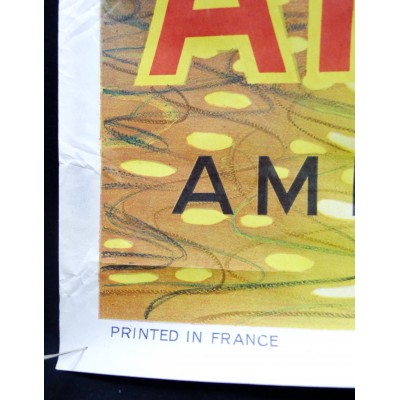 V.VASARELY, AFFICHE AIR FRANCE ORIGINALE 1949, AMERIQUE DU SUD.