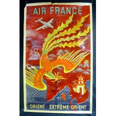 Lucien BOUCHER, AFFICHE AIR FRANCE ORIGINALE 1949, ORIENT / EXTREME-ORIENT