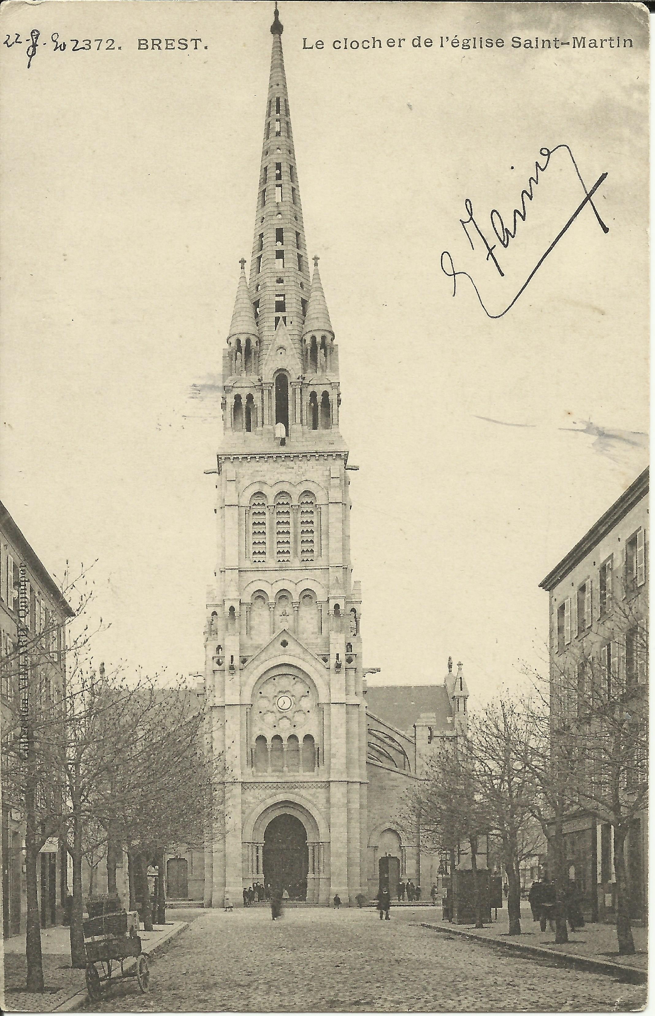 CPA: BREST, Le Clocher de l'Eglise Saint-Martin, vers 1900