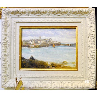  Jan DÉDINA (1870-1955), SMALL HARBOUR IN BRITANY, OIL / PANEL.