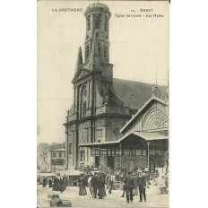 CPA: BREST, Une vue de l'Eglise St-Louis (G), vers 1900