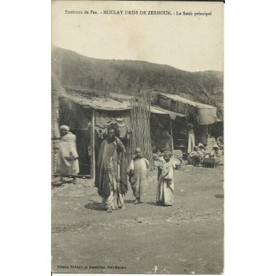 CPA: MAROC, (FEZ) Moulay Driss De Zerhoun, Souk Principal, années 1910