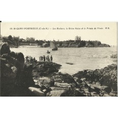 CPA: ST-QUAY-PORTRIEUX, Les Rochers, la Grève noire, années 1920