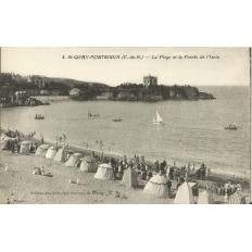 CPA: ST-QUAY-PORTRIEUX, La Plage et la Pointe de l'Isnin, années 1920