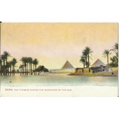 CPA: EGYPTE, Le Caire, Les Pyramides (inondations du Nil), années 1910