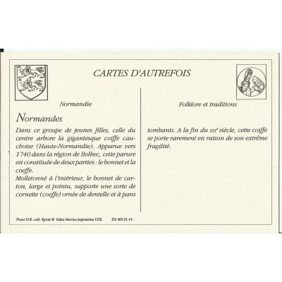 CPA (REPROD.): NORMANDIE, Type de Costumes, vers 1900.
