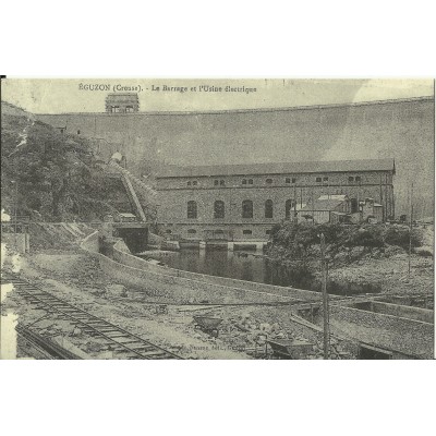 CPA: (REPRO). EGUZON,Barrage et Usine Electrique, vers 1900.