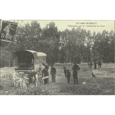 CPA: (REPRO). Au Camp de MAILLY, Télégraphie, vers 1900.