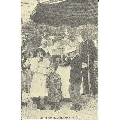 CPA: (REPRO). FETE FORAINE, Le Marchand de Coco, vers 1900.