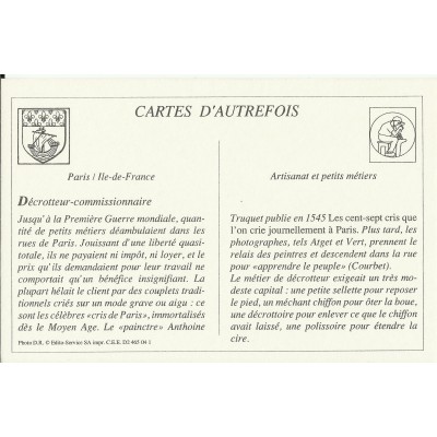 CPA: (REPRO). PARIS, Le Décrotteur-Commissionnaire, vers 1900.
