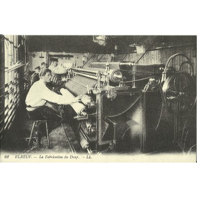 CPA: (REPRO). ELBEUF, La Fabrication du Drap, vers 1900.