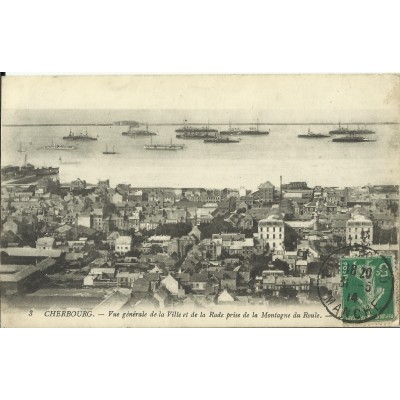 CPA: CHERBOURG, Vue Générale de la Ville et de la Rade, vers 1910