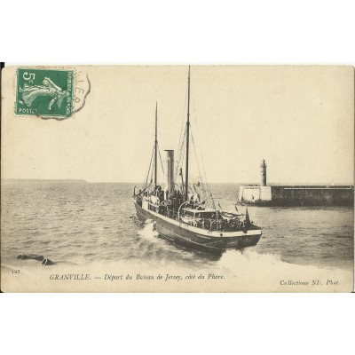 CPA: GRANVILLE, Départ du Bateau de Jersey, coté du Phare, vers 1900