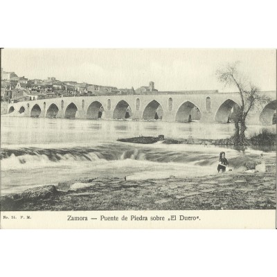 CPA: ZAMORA, Puente de Piedra sobre El Duero, années / anos 1910