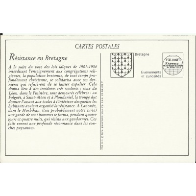 CPA: (REPRO). BRETAGNE, Résistance contre les décrets d'expulsion des Soeurs, vers 1904