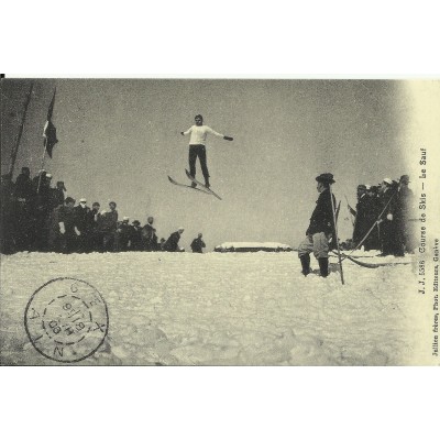 CPA: (REPRO). SAUT à SKIS, vers 1900.