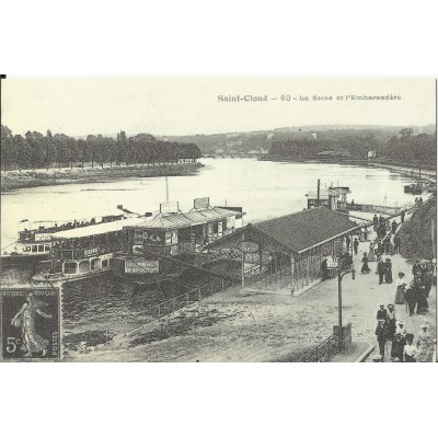 CPA: (REPRO). SAINT-CLOUD, La Seine et l'Embarcadère, vers 1900