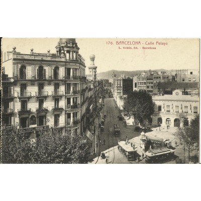 CPA: ESPANA, BARCELONA, Calle Pelayo, anos 1910