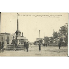 CPA: GRECE, SALONIQUE, La Fontaine de Calamari et Place Constantin, vers 1910