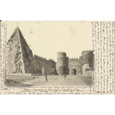 CPA: ITALIA, ROMA, Piramide di Caio Cestio e Porta S.Paolo, anni 1900