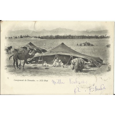 CPA: TUNISIE, Campement de Nomades, années 1900