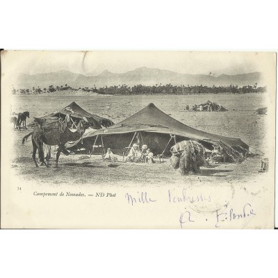 CPA: TUNISIE, Campement de Nomades, années 1900