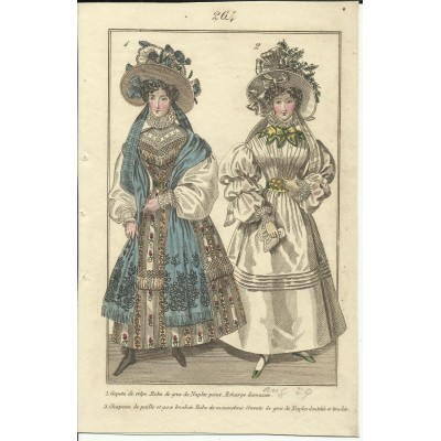 GRAVURE XIXe s. MODE / FASHION, COSTUMES, an 1829. (6)